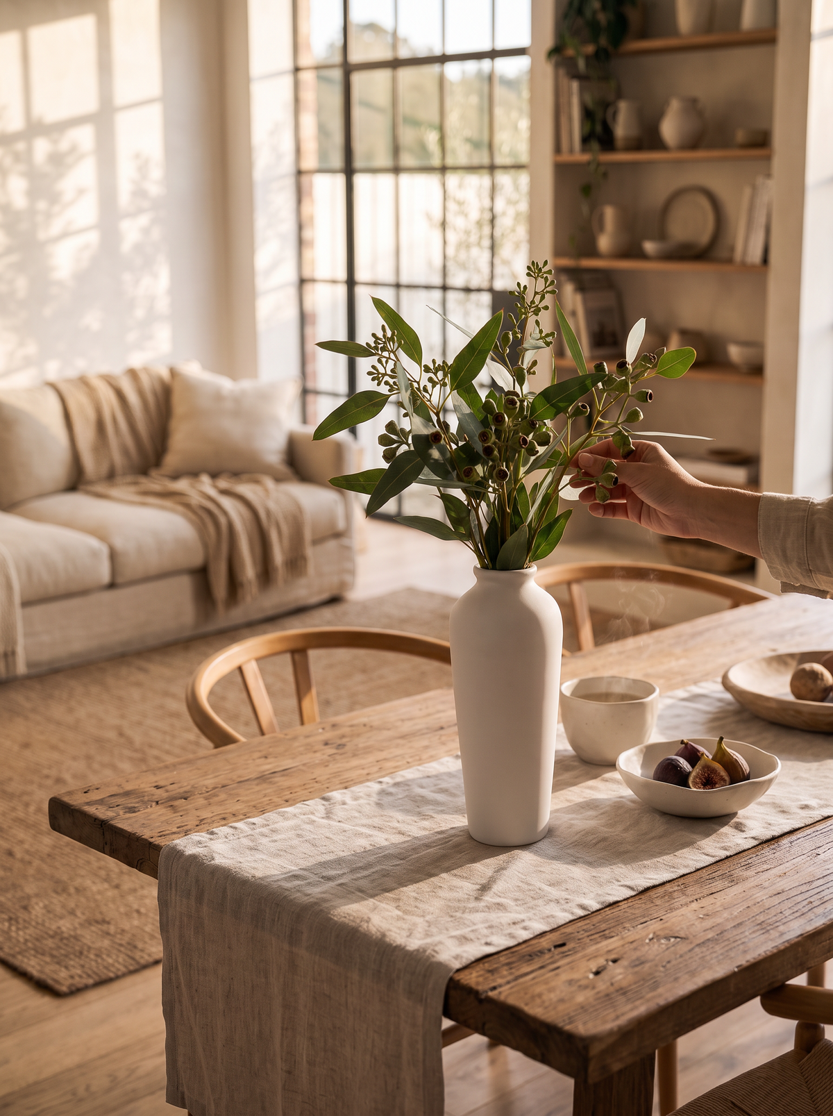 Minimalist Cream Ceramic Vase lifestyle 1