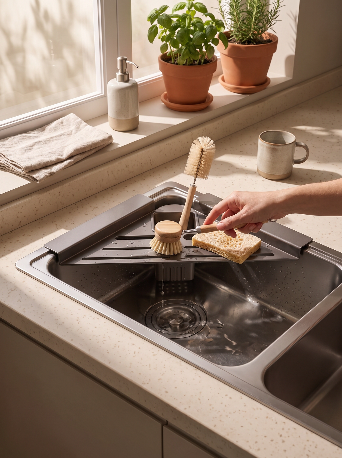Corner Sink Drain Rack lifestyle 2