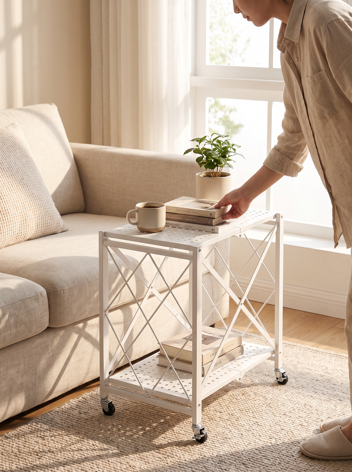 Foldable Rolling Kitchen Rack lifestyle 2