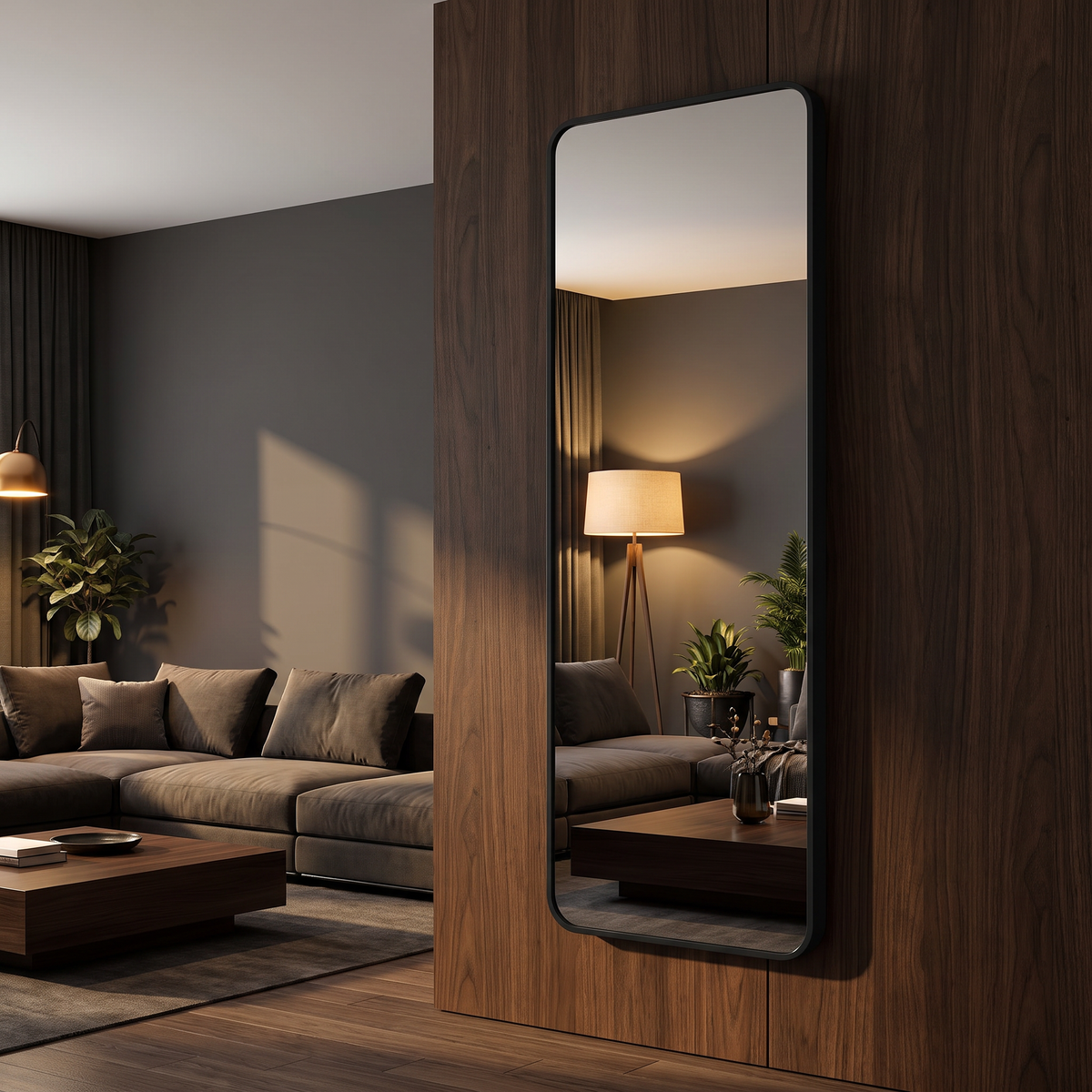 LuxAura Full-Length Wall & Freestanding Mirror – White, Black & Gold