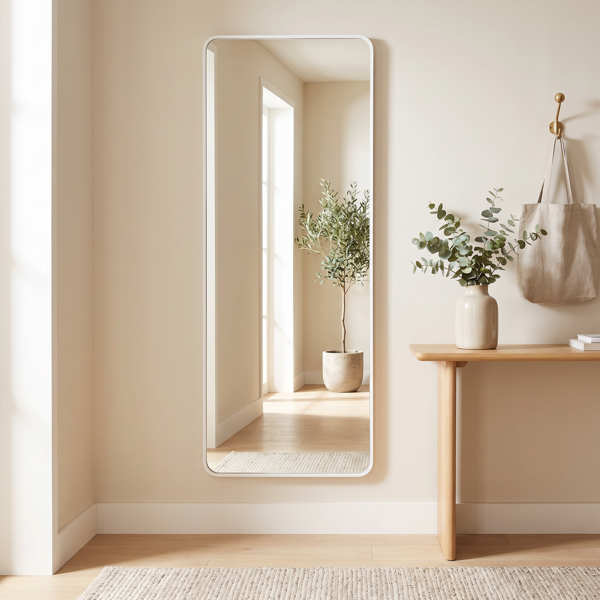 LuxAura Full-Length Wall & Freestanding Mirror – White, Black & Gold