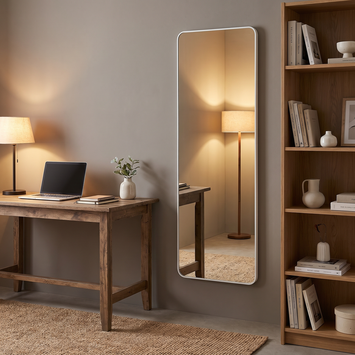LuxAura Full-Length Wall & Freestanding Mirror – White, Black & Gold
