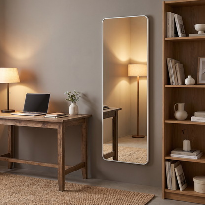 LuxAura Full-Length Wall & Freestanding Mirror – White, Black & Gold