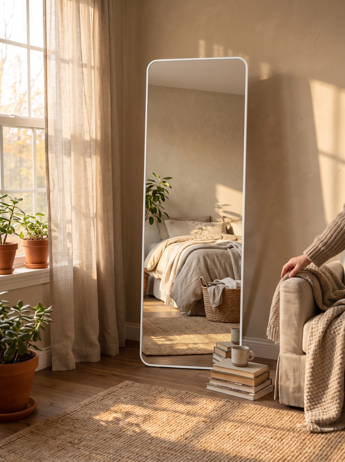 LuxAura Full-Length Mirror lifestyle scene: Built to Fit Your Space