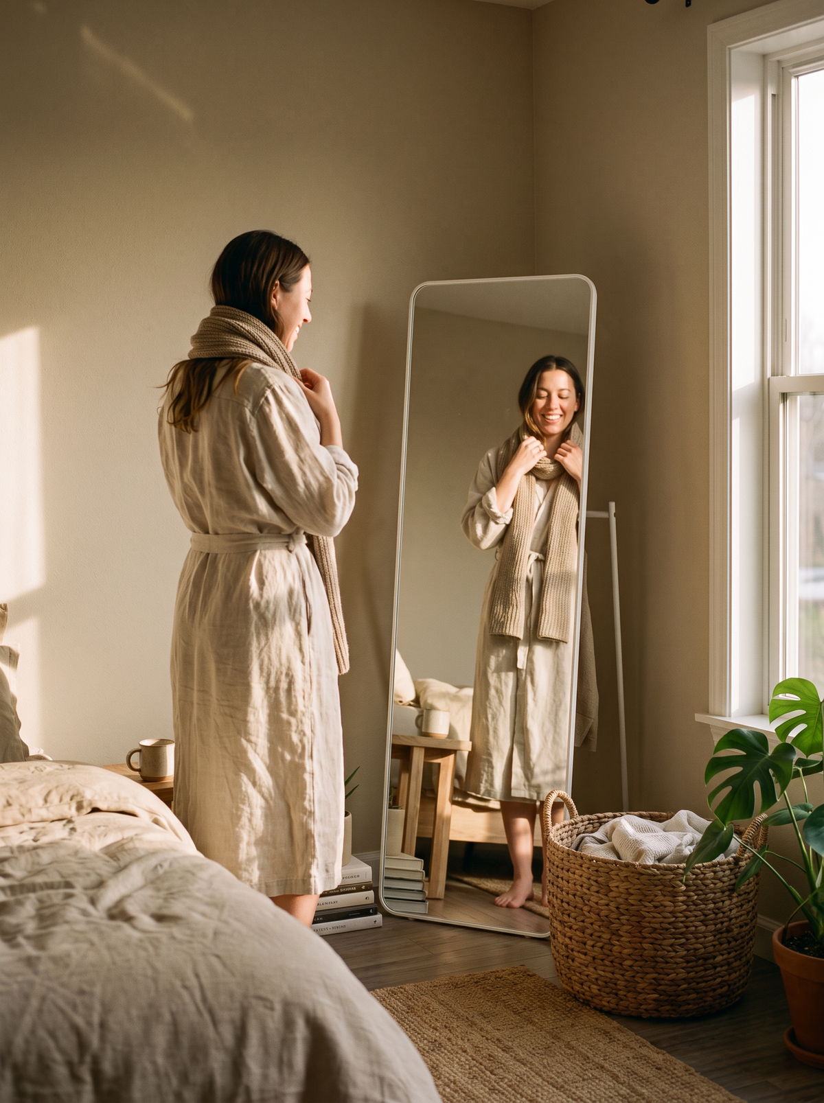 LuxAura Full-Length Mirror lifestyle scene: Finished to Match Your Style