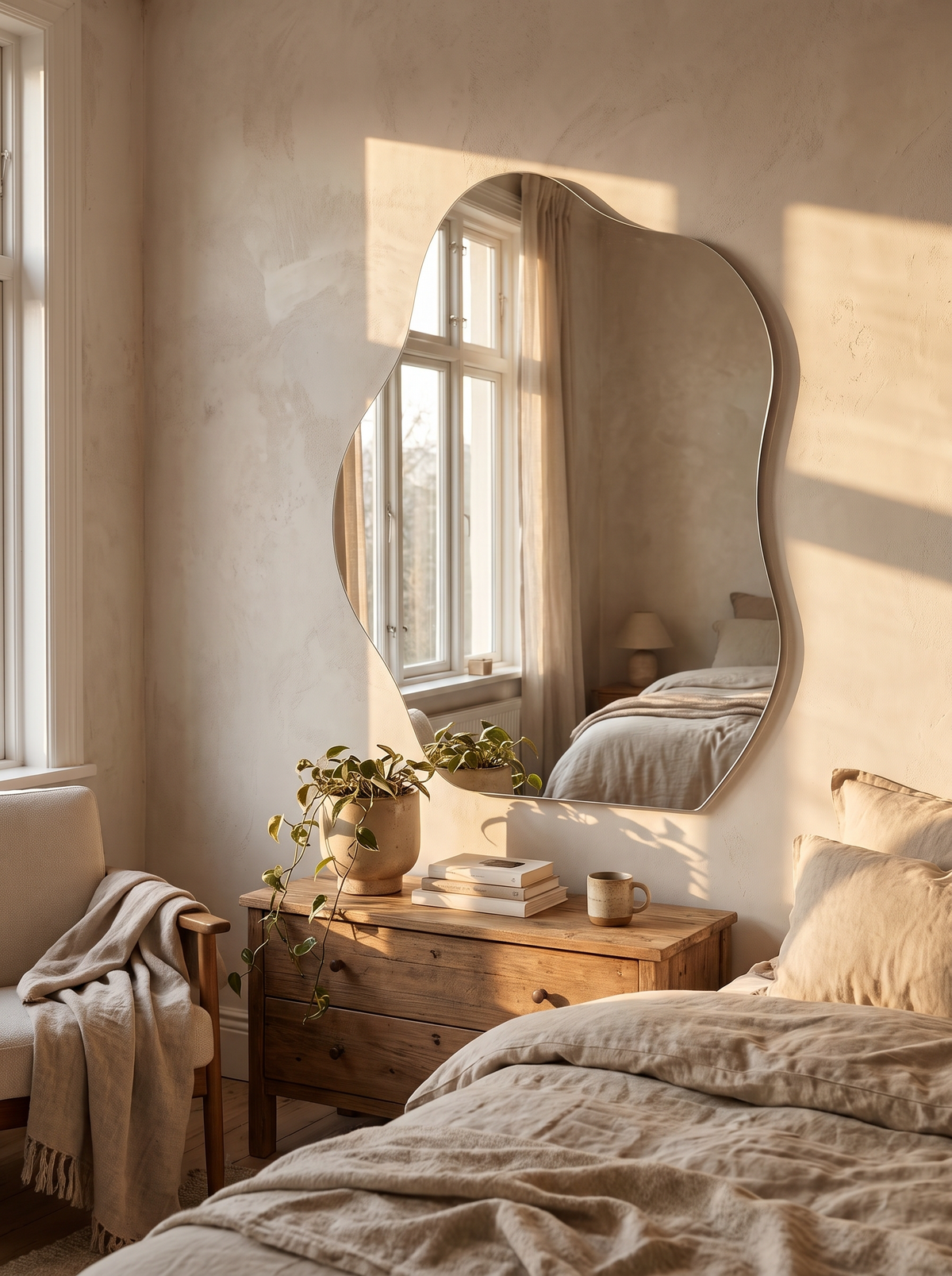 LuxAura Acrylic Wall Mirror lifestyle scene: Five Shapes, One Elevated Look