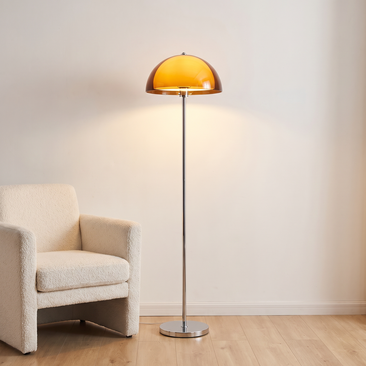Bauhaus LED floor lamp - Amber & Brown shade