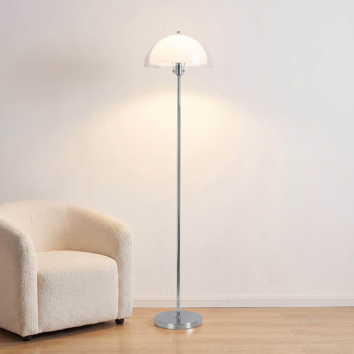 Bauhaus LED floor lamp - Transparent & White shade