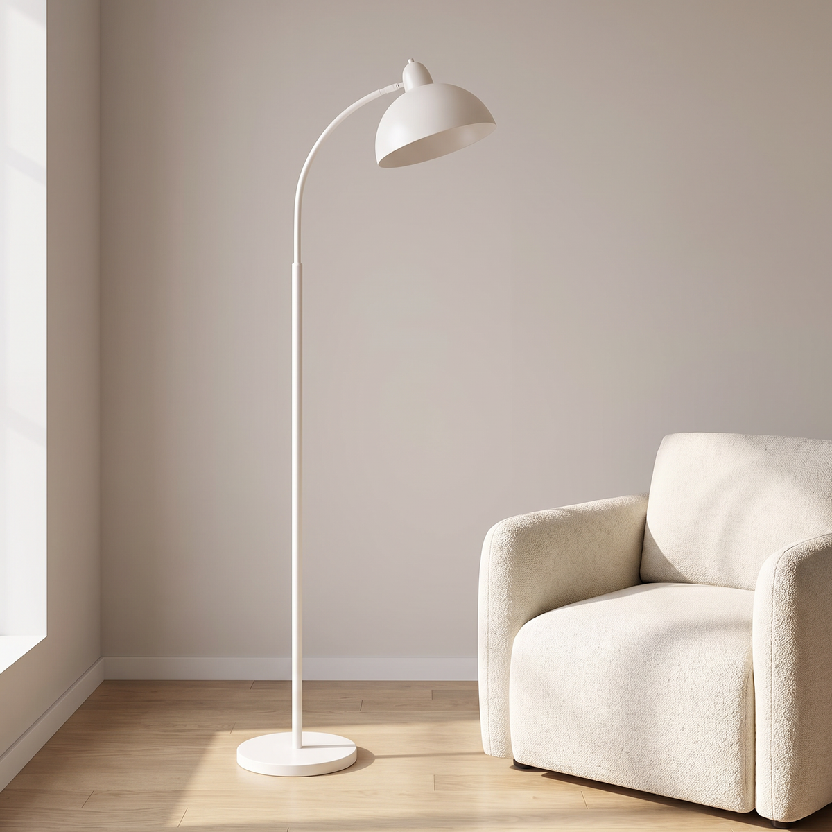 Scandinavian arc floor lamp - White Style A