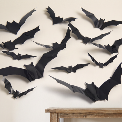 3D bat wall stickers - 16pcs without light