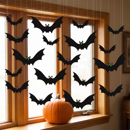 Hanging bats in a front window