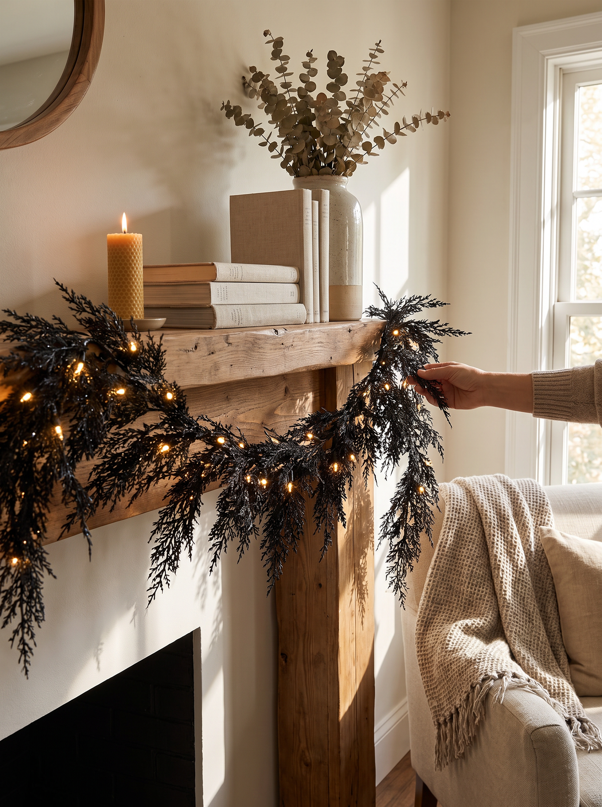 Pine and cypress garland lifestyle, Greenery That Glows