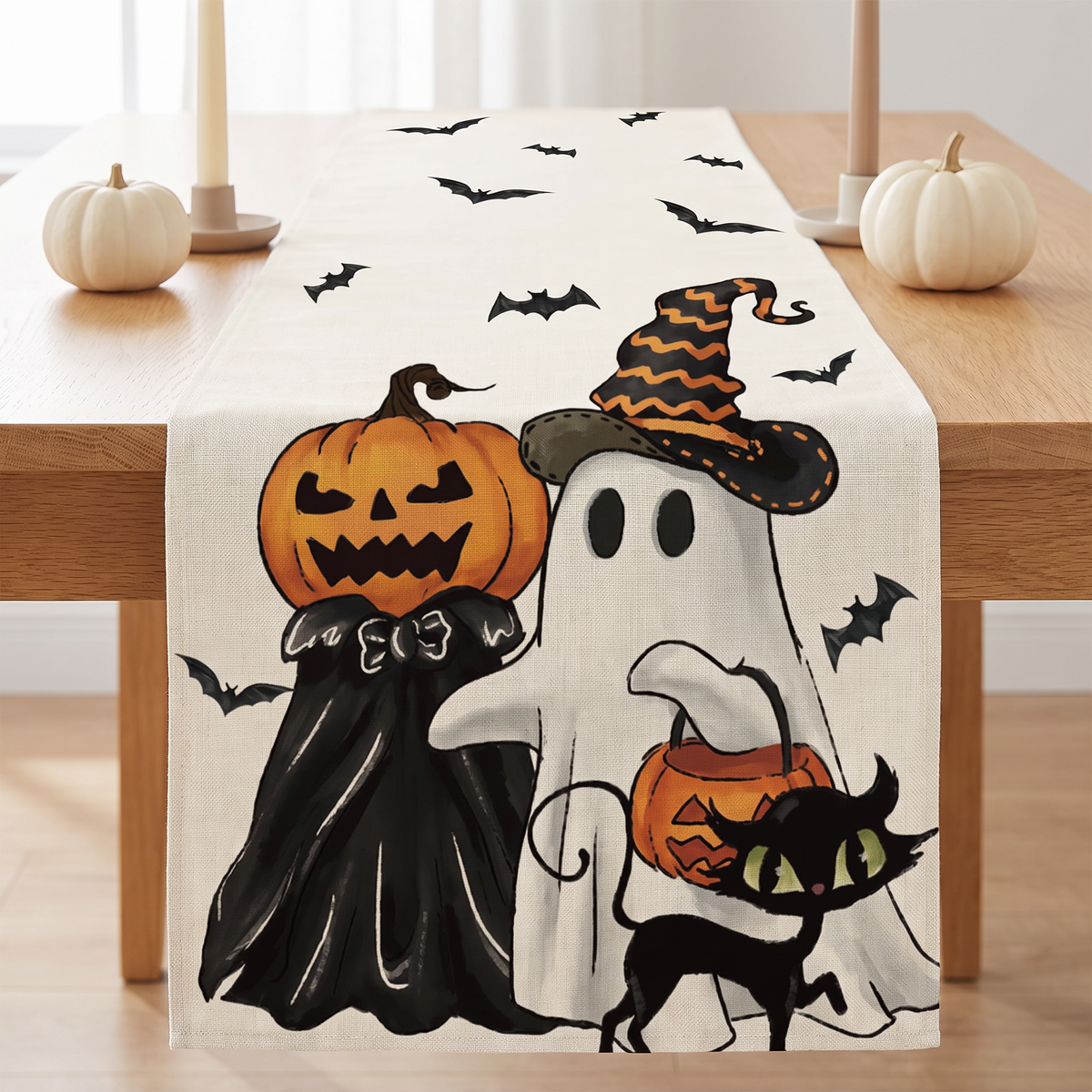 Table runner design CFZQ014-1: pumpkin figure and ghost