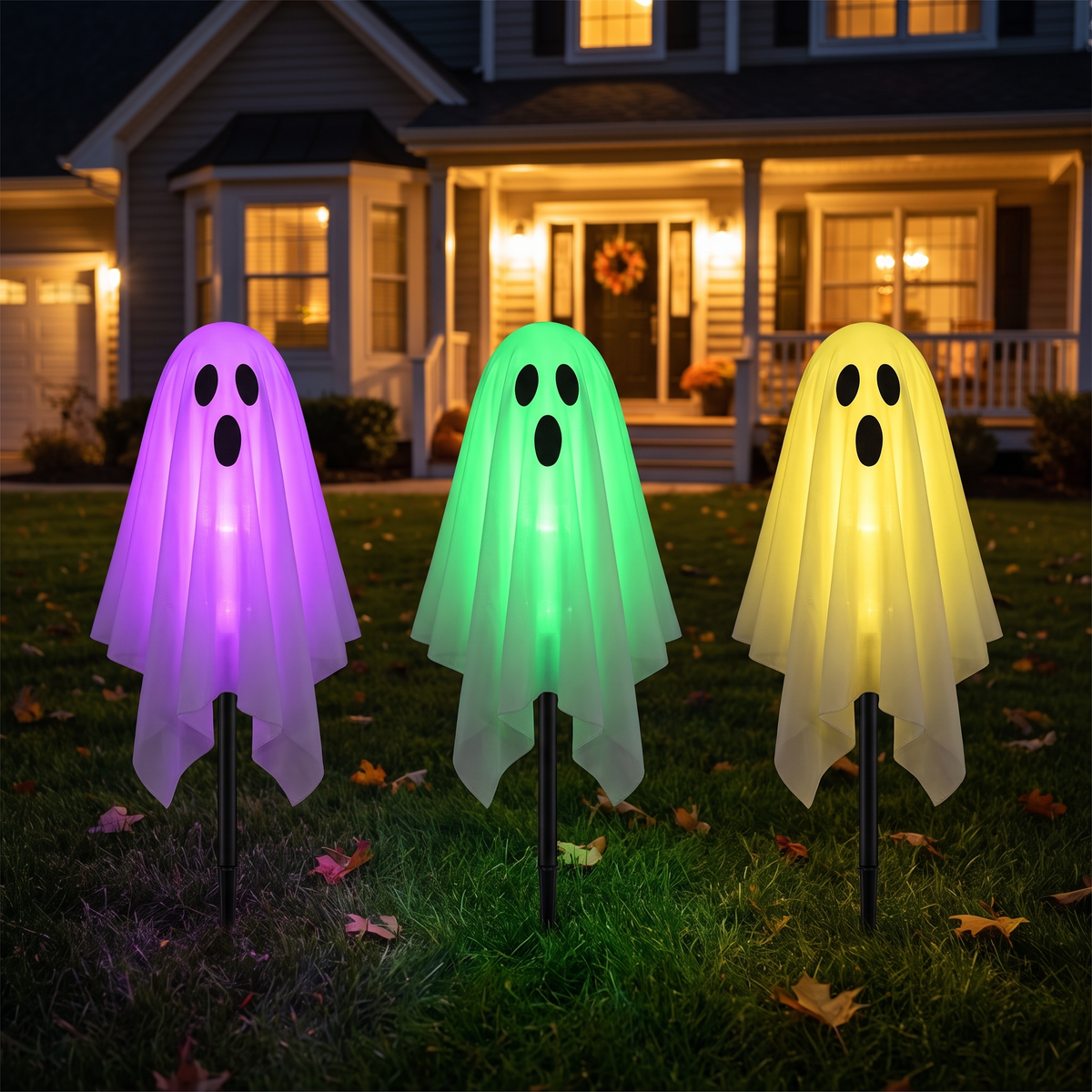 Colorful version: solar ghost lights glowing purple, green and yellow